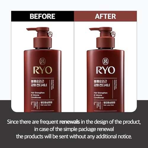 RYO Strengthen & Volume Conditioner with Korean Ginseng & Caffeine - Volumizing and Revitalizing for Fine Hair, Anti Loss Care, Strengthening hair roots, 16 Fl Oz.