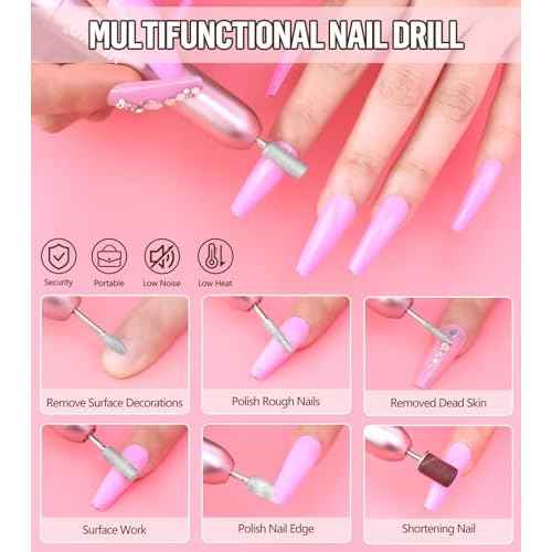 Acrylic Nail Kit with Drill and UV Light, Nail Kit for Beginner with Everything, 24 Glitter Acrylic Powder Monomer Liquid Set with Drill for for Home Nail Salon