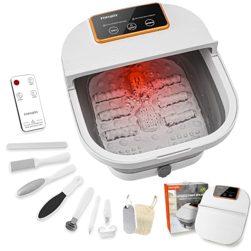 Collapsible Foot Spa with Heat and Remote Control, Massage Rollers, Bubble, Foot Pedicure Kit, Temperature Control, Red Light, Foot Bath and Pumice Stone Pedicure Foot Spa