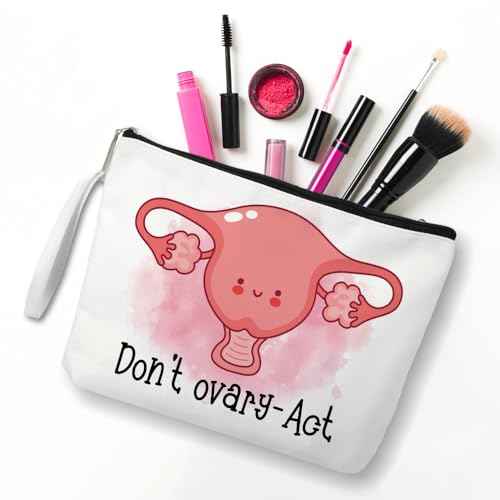 Don't Ovary Act Makeup Bag, Funny Travel Cosmetic Bag Gifts for Midwife Nurse Gynecology Nurse, Ovary Uterus Cosmetic Bag, OBGYN Appreciation Gift, Thank You Gifts for Obstetrics