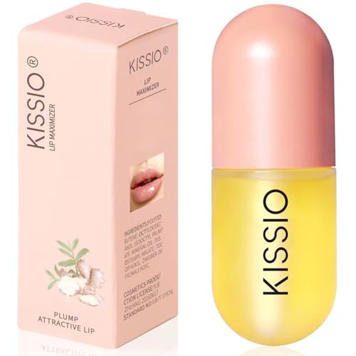 KISSIO Lip Plumper,Natural Lip Plumper for Day Use,Plumping Gloss Make Lips Fuller and Moisturizing 5.5ml,Lips Mask,Hydrating & Reduce Fine Lines,Beautiful Fuller