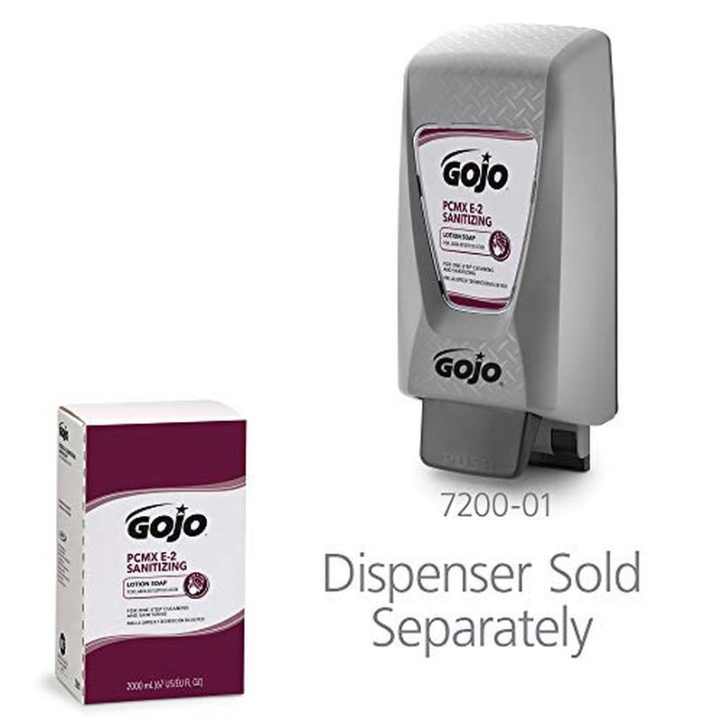 GOJO PCMX E2 Sanitizing Lotion Soap, Fragrance Free, 2000 mL Sanitizing Lotion Hand Soap Refill PRO TDX Push-Style Dispenser (Pack of 4) - 7281-04