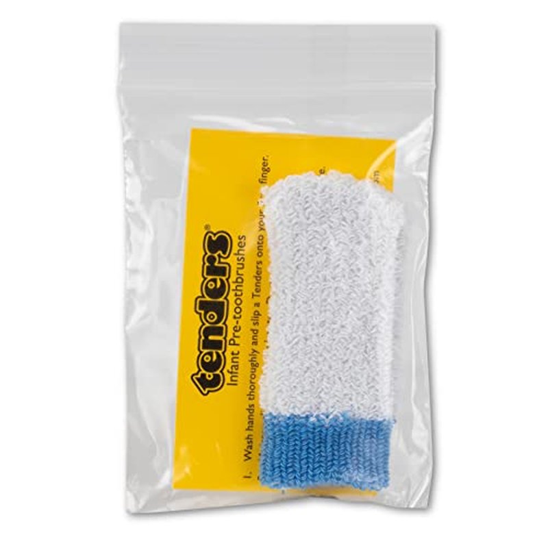 Practicon Tenders Pre-Toothbrush, 144 Individually Wrapped Pre-Toothbrushes, Blue Trim Bulk Pack