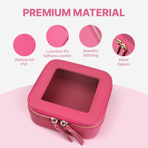Small Clear Makeup Bag Travel Cosmetic Case, Portable Make Up Organizer Traveling Compact Car Bag for Essentials Transparent Toiletry Bag with Zipper