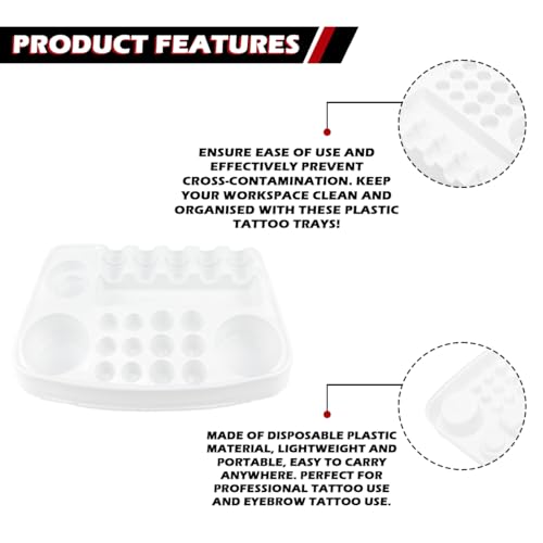 24Pcs Tattoo Ink Cup Tray-Disposable Plastic Pigment Trays Stand for Eyebrow Tattoo Ink Tattoo Ink Cups Holder Supplies Kits