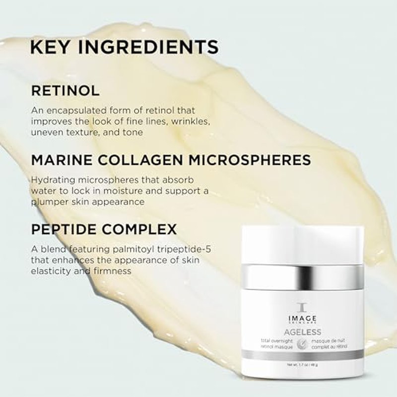 IMAGE Skincare, AGELESS Total Overnight Retinol Masque, Facial Mask for Firming with Marine Collagen and Peptides, 1.7 oz