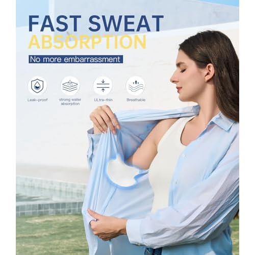 Underarm Sweat Pads - Aoeoun Premium Quality Fight Hyperhidrosis [100 PCS] for Men and Women Comfortable, Non Visible, Extra Adhesive, Disposable Dress Guards/Shields, Non Sweat Armpit Protection