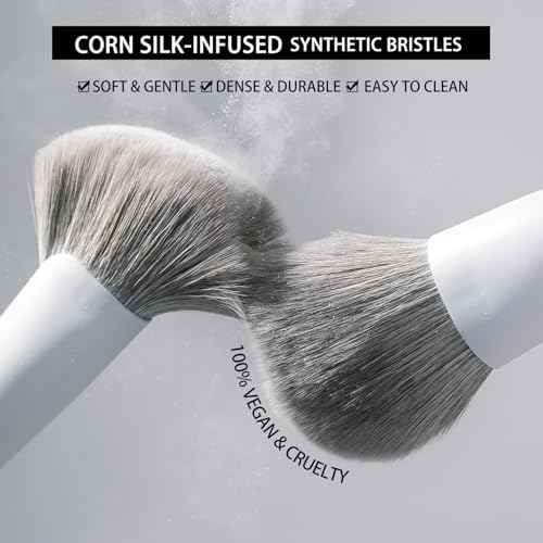 BEILI Makeup Brush Set,White Makeup Brush Set, 12 Vegan Makeup Brushes for Powder Foundation, Concealer, Eyebrows, Eyeshadow, Contour, Eyeliner, Blender Eye Brush (White)