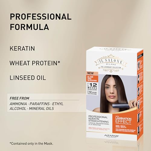 Il Salone Milano At Home Keratin Hair Treatment with Lamination Effect - Hair Smoothing Straightening Kit - Anti-Frizz Treatment for All Hair Types - Heat Protection - Long-Lasting