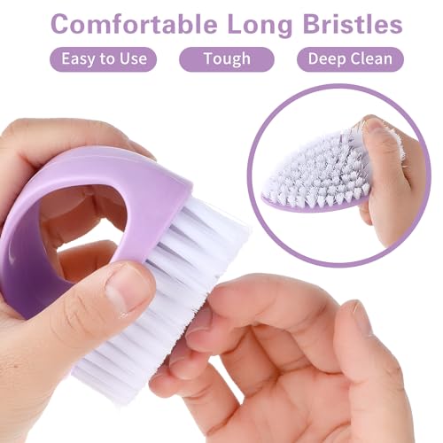 Hand Nail Brushes, 2pcs Grip Clean Heavy Duty Nail Brushes for Cleaning Fingernails Nylon Firm Stiff Bristles Deep Clean Scrubber for Mechanics Gardeners Hand Under Nails Toes(Green, Purple)