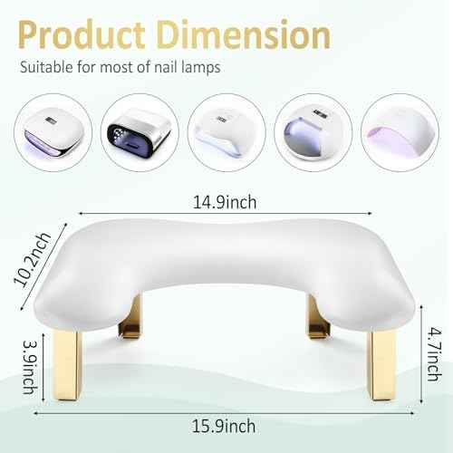 Nail Arm Rest, Arm Rest for Nails Tech, PU Leather Nail Tech Arm Rest, U-Shaped Hand Rest for Nails Tech, Foldable Manicure Hand Rests for Foot Hand Rest, White