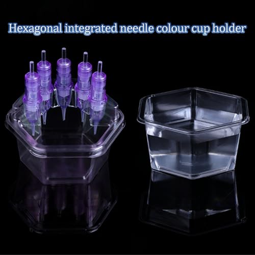 20PCS Hexagonal Disposable Tattoo Cartridge Cup Holder Plastic Tattoo Cartridge Tray For Tattoo Inks Needle Holder Placement Rack Disposable Plastic Cup Working Cup Cleaning Cup