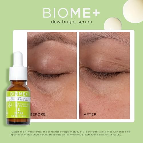 IMAGE Skincare, BIOME+ Dew Bright Serum, Microbiome Friendly Facial Serum, Boosts Luminosity and Enhances Elasticity