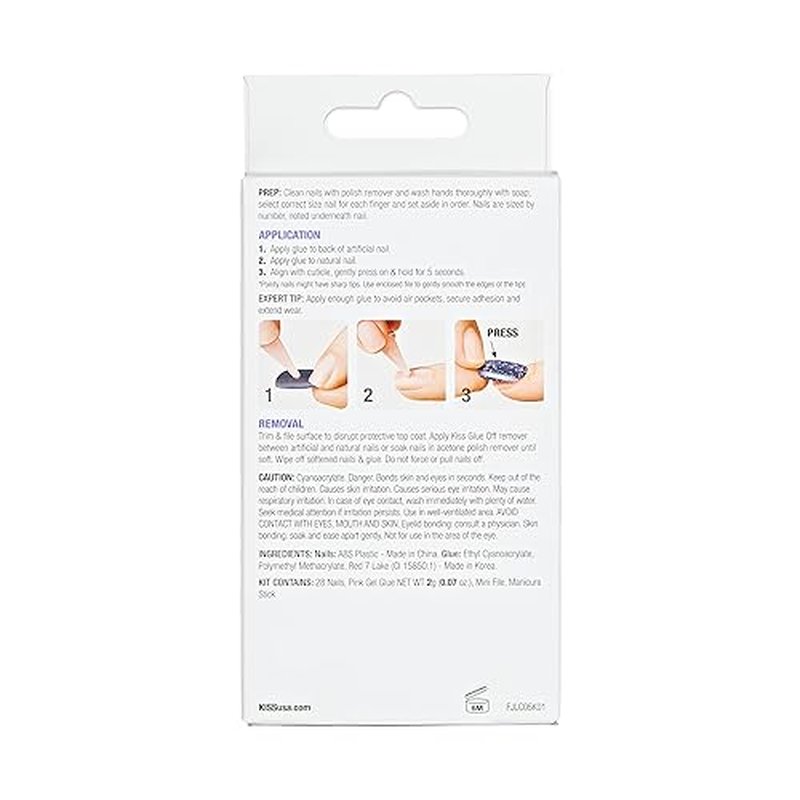 KISS Jelly Fantasy Press On Nails, Nail glue included, 'Jelly Cat', Multicolor, Long Size, Coffin Shape, Includes 28 Nails, 2g glue, 1 Manicure Stick, 1 Mini File