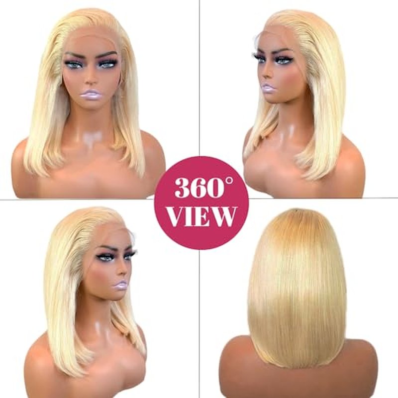 Belaved Blonde Bob Wigs Human Hair 13x4 Lace Front Pre Plucked 613 Blonde HD Frontal Lace Wig Glueless Wigs 180% Straight Density Short Bob Wigs for Black Women 8Inch