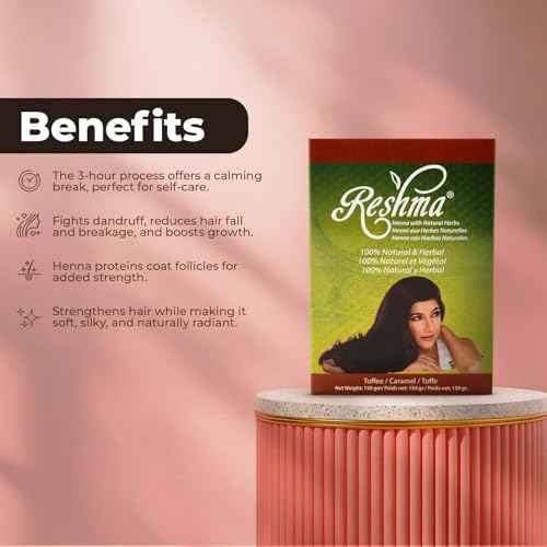 Reshma Beauty 100% Natural Organic Henna Powder for Hair with 7 Ayurvedic Herbs Indigo, Henna, Bhilawa Nuts, Amla, Ratanjot Roots, Hibiscus, & Shikakai, Heena Mehendi - 5.29 oz, Pack of 1 (Toffee)