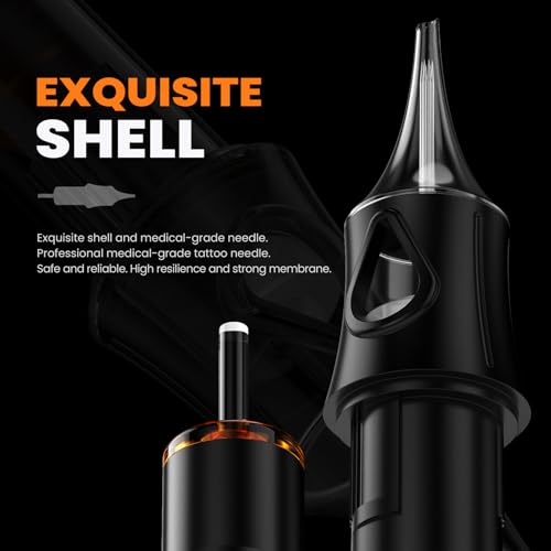 50Pcs #10RS Tattoo Cartridge Needles - 10 each: 1003RS, 1005RS, 1007RS, 1009RS, 1011RS. Pre-sterilized, individually packaged for safety. Strong stability, fits most rotary tattoo machines.