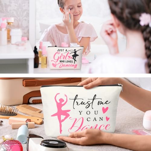Silkfly 12 Pcs Dance Makeup Bag Ballet Cosmetic Bag Ballet Lover Gift Christmas Dance Party Favors Princess Party Favors Tutu Supplies Portable Toiletry Zipper Pouch for Women