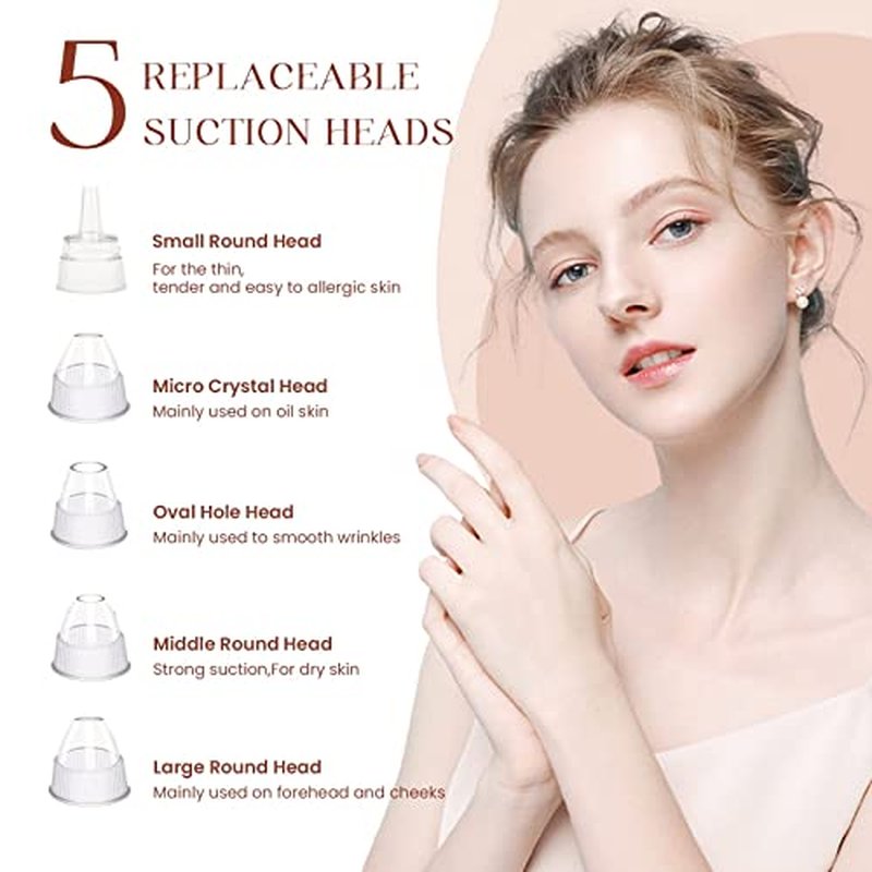 2025 Blackhead Remover Pore Vacuum,Facial Pore Cleaner-5 Suction Power,5 Probes,USB Rechargeable Blackhead Vacuum Kit Electric Acne Extractor Tool for Adult
