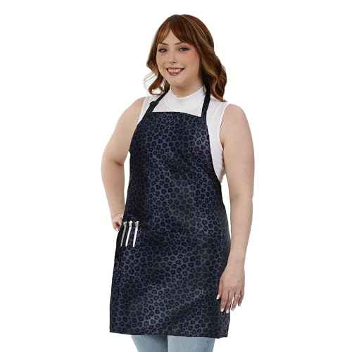 Plum Hill Animal Print Cosmetology Apron for Hair Stylist, Nail Tech, Esthetician, Hairdresser Apron with Pockets