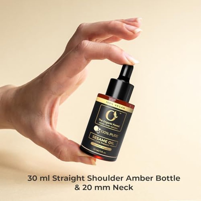 Premium Organic Sesame Oil - Cold Pressed, for Skin & Hair - Nutrient-Rich Sesame Seeds - Natural & Pure - Non-GMO, Vegan, Cruelty-Free, Hexane-Free - 1 fl oz