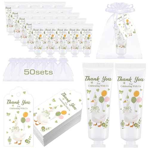 Demissle 50 Sets One Silly Goose Baby Shower Birthday Party Favors Travel Size Hand Cream Appreciation Hand Lotion with Cards and Bags Silly Goose Bulk Gifts for Guests Baby Shower Birthday(Green)