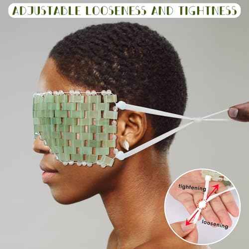 Jade Eye Mask - with Adjustable Strap for face 100% Natural Gemstone Jade Sleep Mask for Hot & Cold Anti Aging Therapy by LazyGa