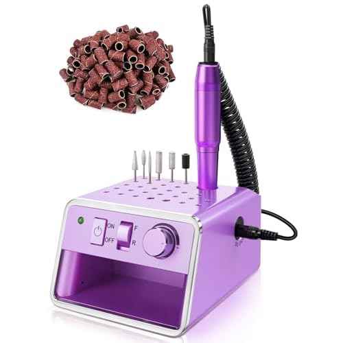 Subay Nail Drill Machine Electric File, Portable for Acrylic Gel Dip Powder Nails, Nail Drill Kit for Manicure Pedicure, Nail Set with Everything, Purple