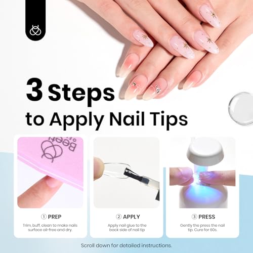 beetles Gel Polish 9 In 1 Gel Nail Glue for Clear Acrylic Nail Tips 2 Pcs 15ml Long Lasting Nail Gel Kit for False Nails Tips, Base Blooming Nail Gel, Christmas Nail Art, U V Light Required