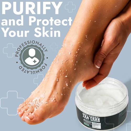 Foot Scrub with Tea Tree Oil | Callus Remover For Feet | Exfoliating Scrub with Salicylic and Glycolic Acid for Dead Skin, Athlete¡¯s Foot, Warts, Corns, Rashes, Foot Odor, Insect Bites and Foot Care