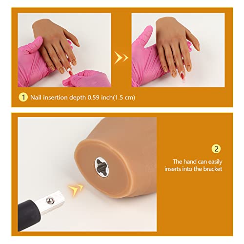 Practice Hand for Acrylic Nails with Stable Clamp,Silicone Flexible Bendable Mannequin Fake Hands to Practice Fake Nails for Nail Art Training Practice Display Tools