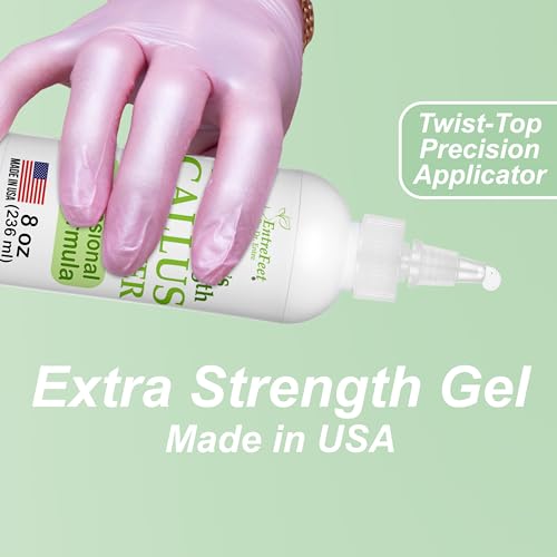 Callus Remover Gel & Double-Sided Foot File: 8 oz Extra Strength Callus Remover for Feet, Foot Callus Remover Care, Pedicure Tools Supplies, Spa Kit, Dead Skin Scrubber