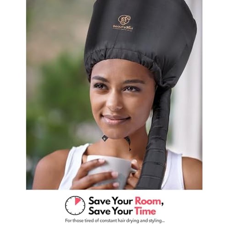 BEAUT'E SEOUL Bonnet Hair Dryer Attachment ? Large Soft Hood for Handheld Blow Dryers, Deep Conditioning Cap for Natural Curly Hair, Quick Drying & Hair Treatment