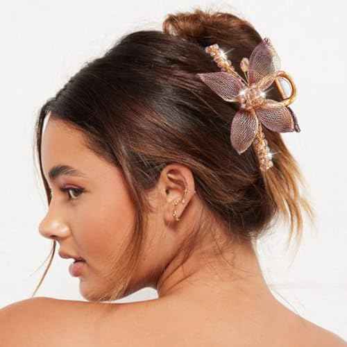 CAKURE Flower Claw Clip Sparkly Hair Claw Clip Fancy Hair Accessoreis for Women