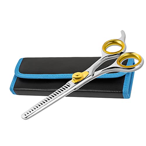 SHARF Gold Touch Barber 5.75 Inch, 20-Tooth Professional Thinning Shears 440c Japanese Stainless Steel Barber Scissors For Men and Women