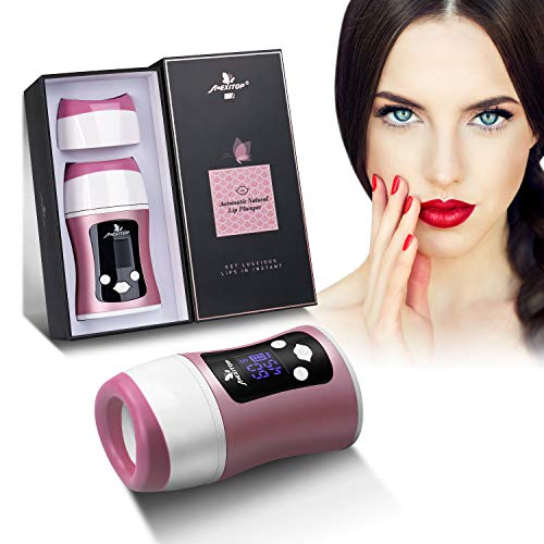 Lip Plumper - Lip Suction Booster Automatic, Intelligent Control (Time, Sucking), Digital Display, Charging via USB, Standing Design Lip Filler for Lip Make-Up (Bonus Sponge Pad Included)