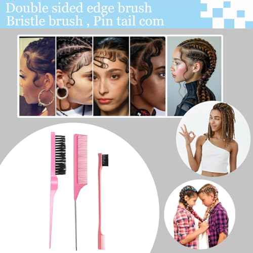 Curly Hair Brush,Curl Defining Brush,Slick Back Hair Brush,Rat Tail Comb,Edge Bristle Brush,Clip Claw,Bow,Satin Scrunchies,No Damage Hair Ties,Scarf Hair Ties,Gifts For Women,Best Gift Set(Green)