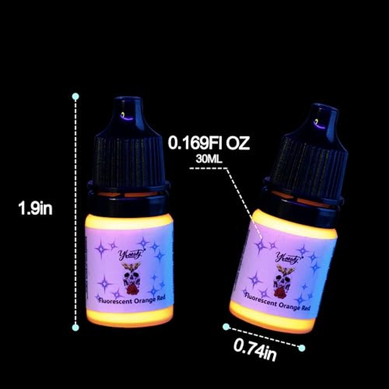 Tattoo Ink Set - Tattoo Inks Pigment Kit, 8 Color 1/6oz 5ml/Bottle Professional Tattoo Fluorescent Ink & Tattoo Equipment for Halloween Supplies (1/6 FL.OZ (5ml), 8Color - B)