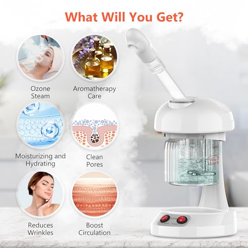 Ozone Facial Steamer - TASALON Face Steamer for Facial Deep Cleaning, Portable Facial Steamer with Removable Water Cup, Nano Ionic Face Steamer for Home Salon Spa or Personal Care