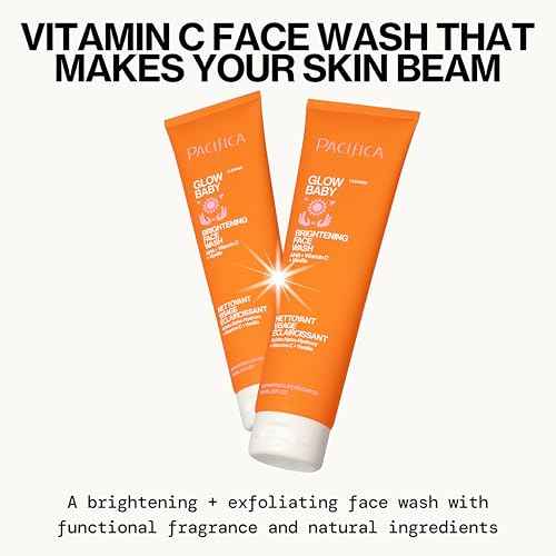 Pacifica Beauty Glow Baby VitaGlow Face Lotion and Brightening Face Wash Set, Skincare, Vitamin C and E, AHA, Exfoliator, Cleanser, Hydrating, Moisturizer, Vegan, 1.7 fl oz and 5 fl oz (Set of 2)
