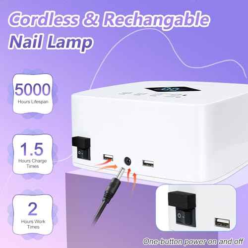 Cordless Rechargeable UV LED Nail Lamp,LKE 86W UV Light for Gel Nails UV Nail Light Nail Dryer with 3Timer Setting Display Auto Sensor Professional Quick Dry Gel Polish (S10)