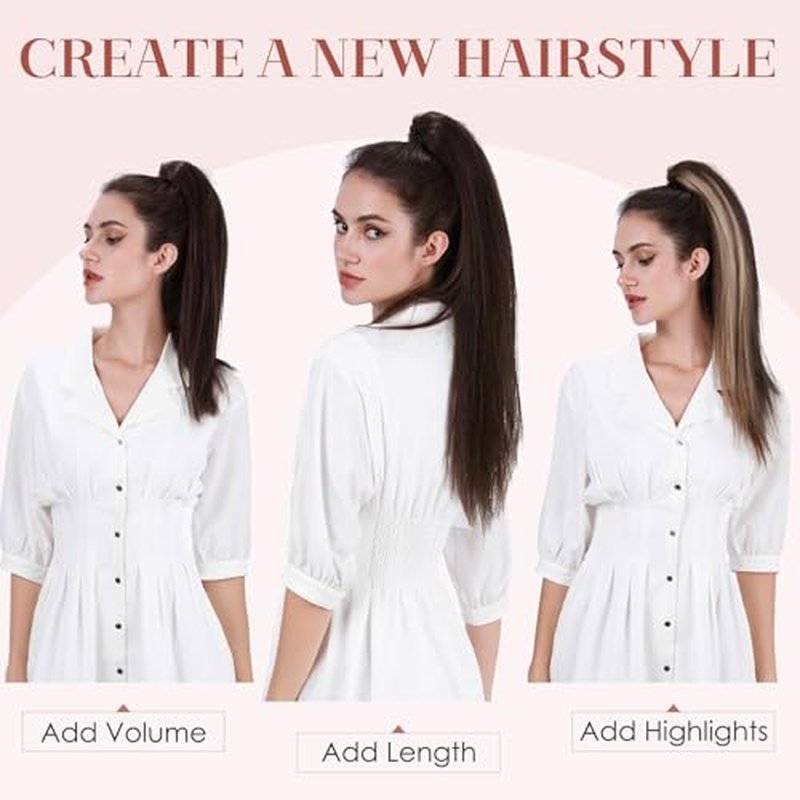 Human Hair Claw Clip Ponytail, Claw Clip Human Hair Ponytail,Effortless Application with Secure Hold,Style in Seconds,Quick Styling Solutions for Busy Lives 18"/113g Medium Brown Mix Dark Blonde