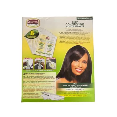 African Pride Olive Miracle Deep Conditioning No-Lye Relaxer - Regular Kit 8-Count