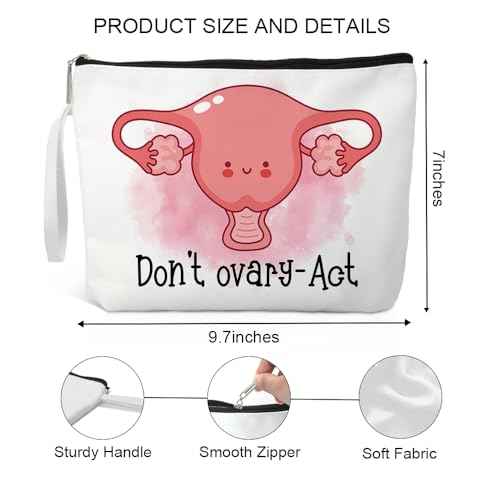 Don't Ovary Act Makeup Bag, Funny Travel Cosmetic Bag Gifts for Midwife Nurse Gynecology Nurse, Ovary Uterus Cosmetic Bag, OBGYN Appreciation Gift, Thank You Gifts for Obstetrics