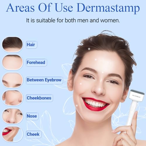 Derma Stamp - ANSIOVON Microneedling Stamp for Hair Face Scalp Beard - Microneedle Dermastamp at Home - Micro Needling Stamp for Women and Men