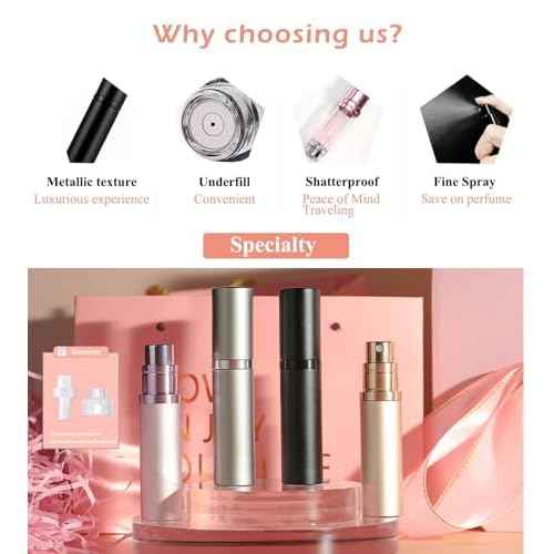 Perfume Refillable Bottle 5ml Bottom Refill Portable Purse Atomizer, Cologne Travel Perfume Spray Bottle for Outgoing and Traveling (Black + Pink 10ml)