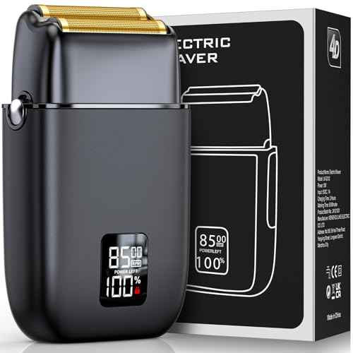 Electric Razor for Men Face, Electric Shavers for Men, Cordless Portable Rechargeable Waterproof Foil Shavers with LED Display, 3 Speeds, Travel Lock for Beard and Face Shaving (Black)