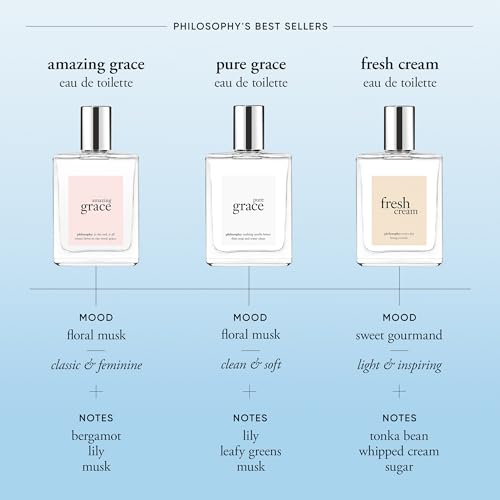 philosophy pure grace - crisp & clean women's perfume - with notes of water lily, leafy greens & musk - long lasting fragrance