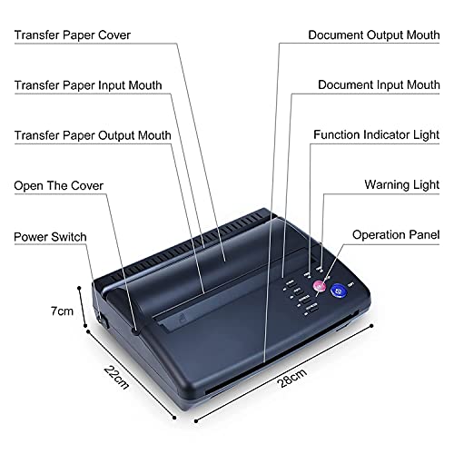 Tattoo Transfer Stencil Machine Copier Printer Thermal Tattoo Kit Copier Printer With 20pcs Tattoo Stencil Transfer Paper, Black£¨ Not Wireless£©