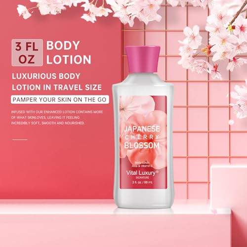 Bath and Body Gift Set for Women and Girls, Japanese Cherry Blossom Spa Set With Natural Extracts-Shower Gel, Body Lotion, Body Mist, Body Care Travel Set for Birthday Mother's Day Gifts